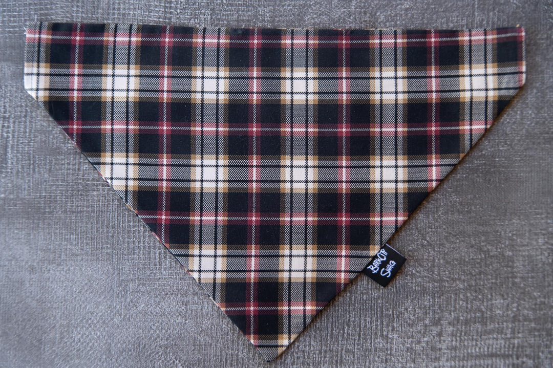 Black, Burgundy, and Cream Plaid Bandana