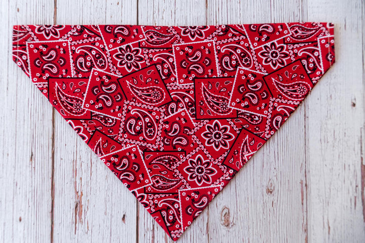 Red black and white dog bandana