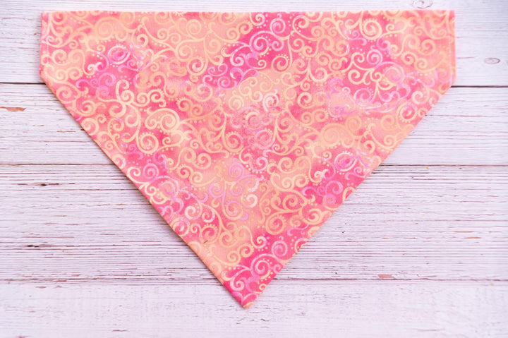 pink orang lavender swirl dog bandana