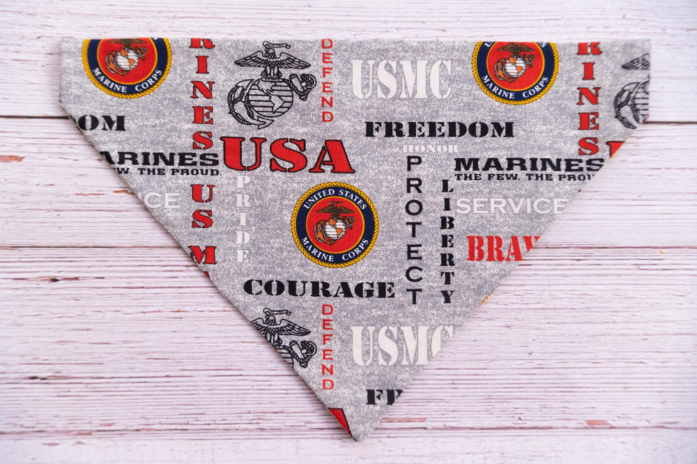 USMC Grey Red Navy Black White dog bandana