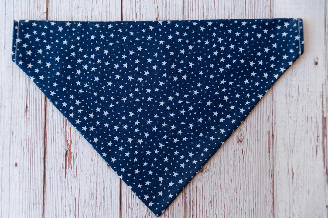 navy blue dog bandana with white stars