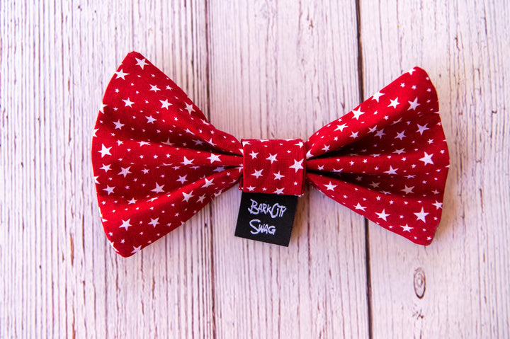 Red with White Stars Bow